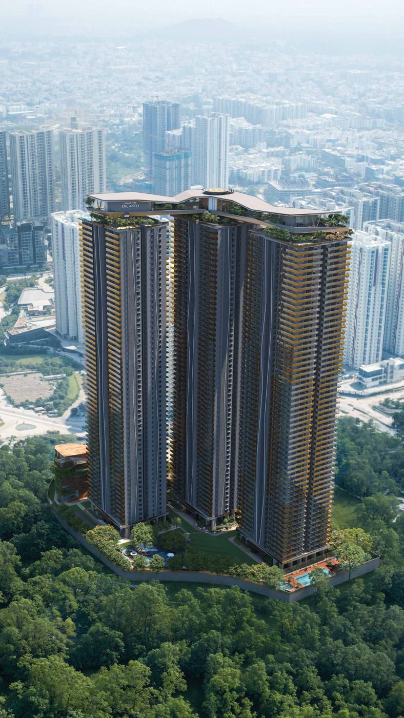 Aerial view of Encanto's three 60-storey towers